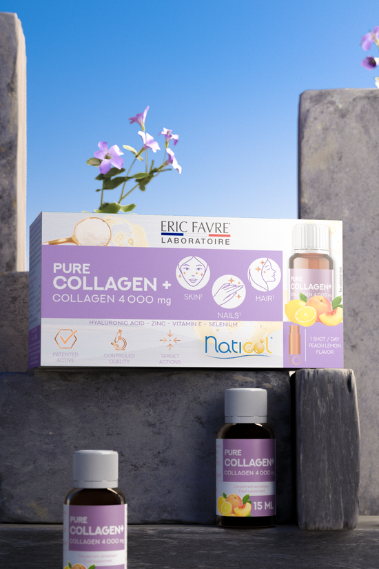 ERIC FAVRE Pure Collagen+ Liquid Collagen for Women – 4000mg Marine Peptides for Radiant Skin, Hair & Nail Health – Hyaluronic Acid, Vitamin E – 10 Shots, Peach Lemon Flavor