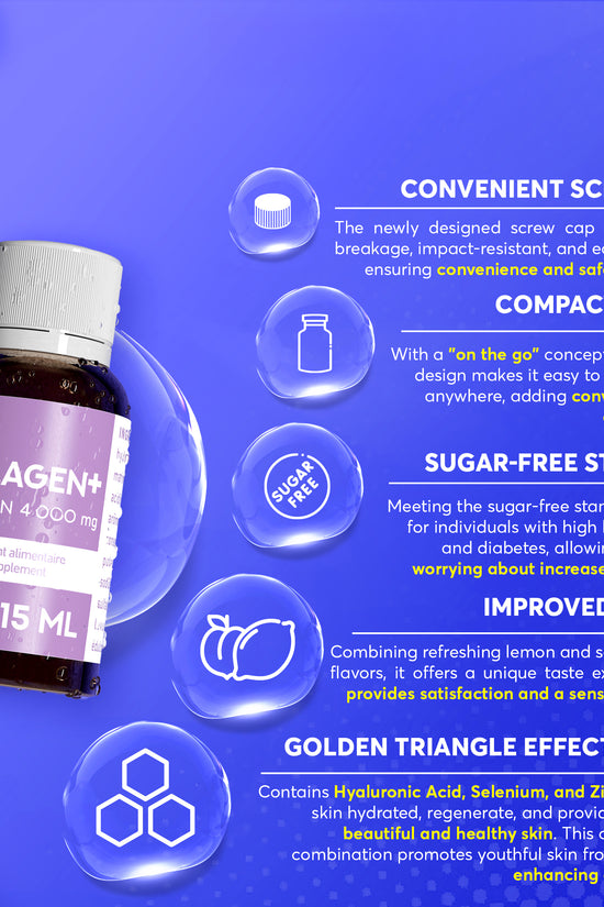 ERIC FAVRE Pure Collagen+ Liquid Collagen for Women – 4000mg Marine Peptides for Radiant Skin, Hair & Nail Health – Hyaluronic Acid, Vitamin E – 10 Shots, Peach Lemon Flavor