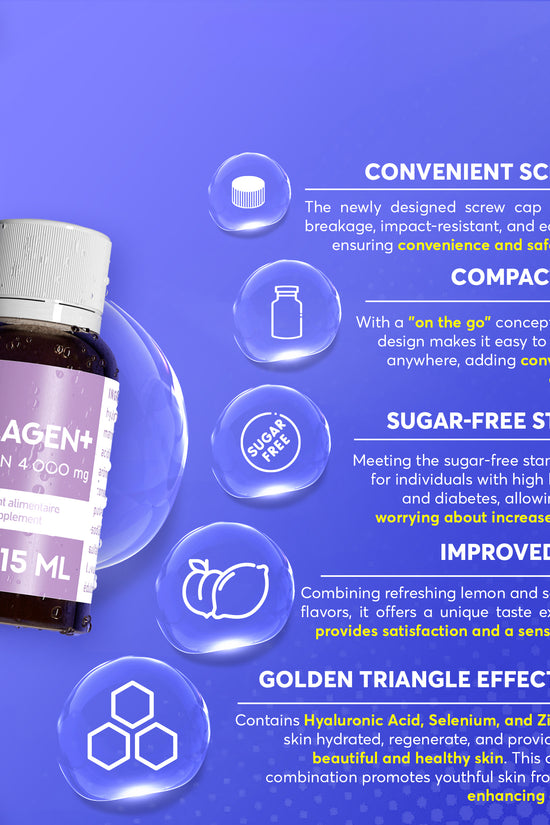 ERIC FAVRE Pure Collagen+ Liquid Collagen for Women – 4000mg Marine Peptides for Radiant Skin, Hair & Nail Health – Hyaluronic Acid, Vitamin E – 10 Shots, Peach Lemon Flavor