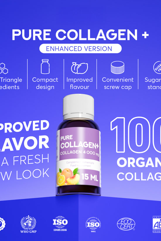 ERIC FAVRE Pure Collagen+ Liquid Collagen for Women – 4000mg Marine Peptides for Radiant Skin, Hair & Nail Health – Hyaluronic Acid, Vitamin E – 10 Shots, Peach Lemon Flavor